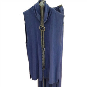 Chico's Blue Sleeveless Dress with Chain Detail